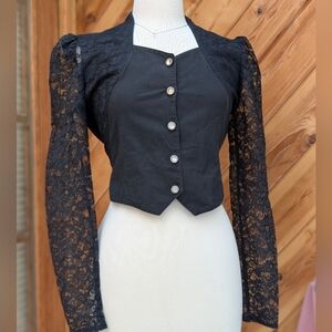 Vintage Lilia Smitty Black Lace Button-Up Top